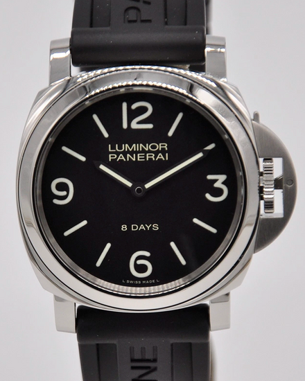 2017 Panerai Luminor Base 8 Days 44MM Black Dial Rubber Strap (PAM00560)