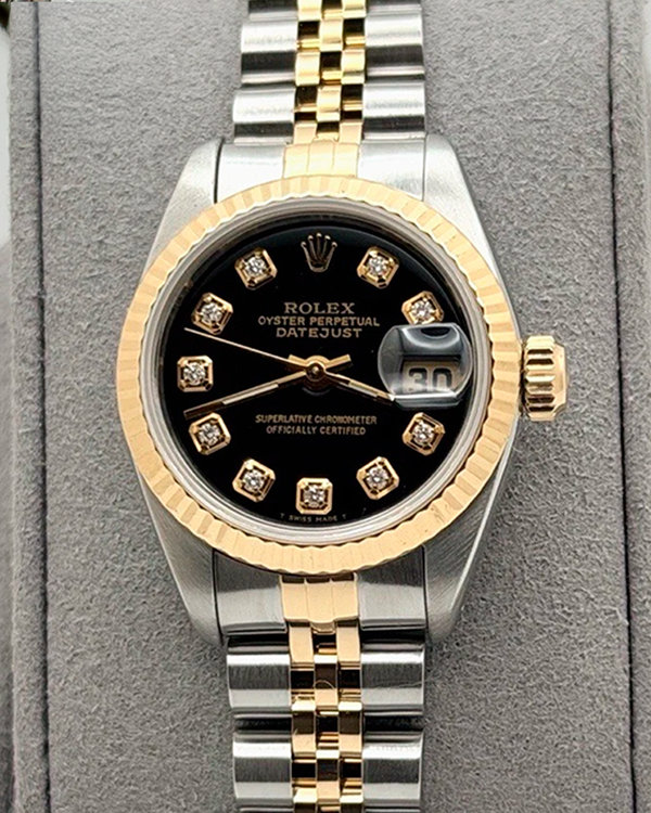 1990 Rolex Lady-Datejust 26MM Black Dial Two-Tone Jubilee Bracelet (69173)