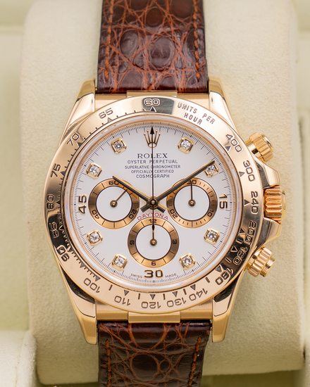 Rolex Cosmograph Daytona 40MM White Dial Leather Strap (16518)