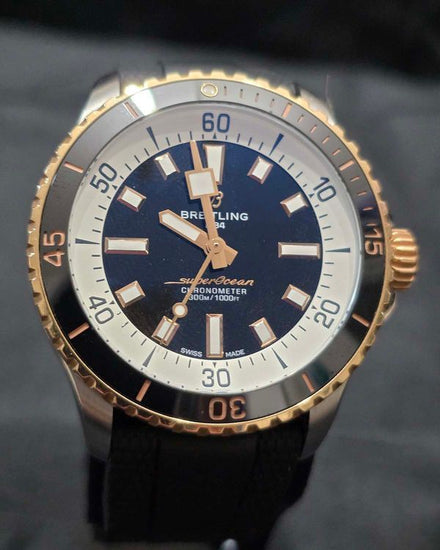 No Reserve - 2024 Breitling Superocean 42MM Black Dial Rubber Strap (U17375)