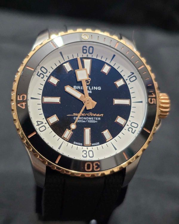 No Reserve - 2024 Breitling Superocean 42MM Black Dial Rubber Strap (U17375)