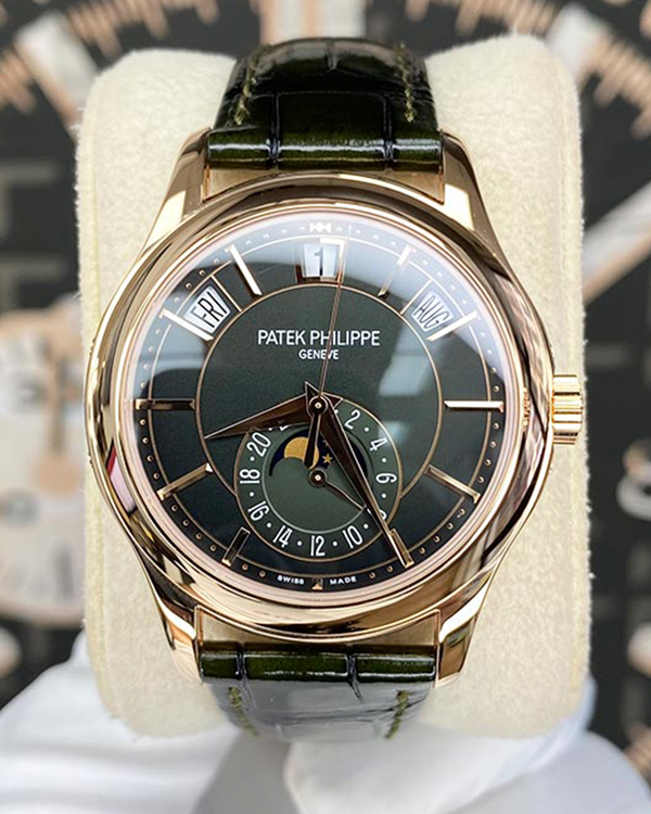 Patek Philippe Annual Calendar 40MM Green Dial Leather Strap (5205R-011)
