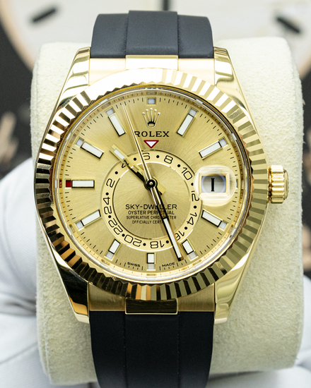 Rolex Sky-Dweller 42MM Champagne Dial Oysterflex Strap (326238)