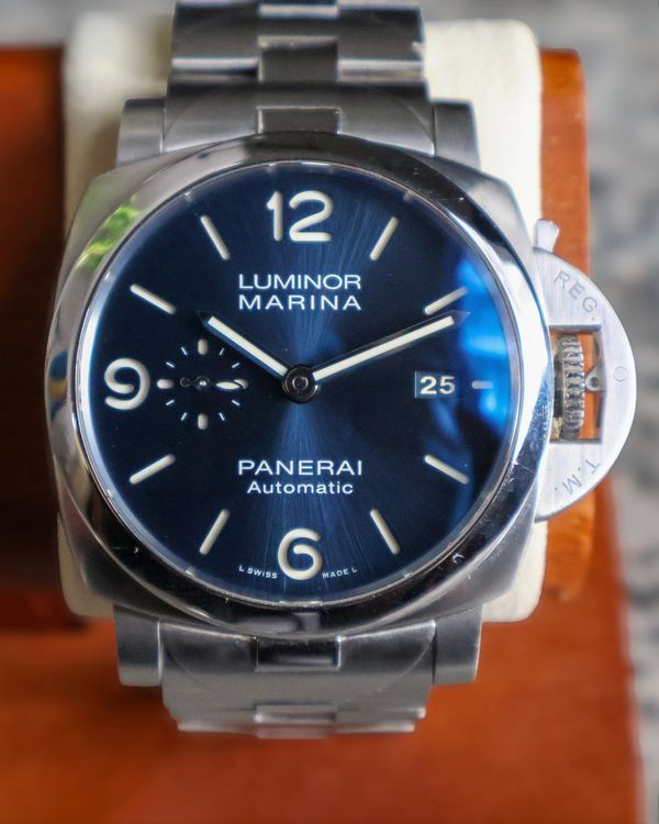 2021 Panerai Luminor Marina "Specchio Blu" 44MM Blue Dial Steel Bracelet (PAM01316)