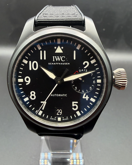 2018 IWC Schaffhausen Pilot Top Gun 46MM Black Dial Textile Strap (IW502001)