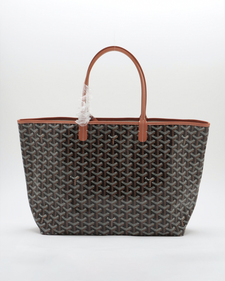 Goyard Tote Saint Louis PM Bag Goyardine Canvas Leather Trim Handles Silver-Tone Hardware (Saint Louis PM)