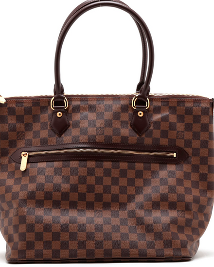 2008 Louis Vuitton Damier Ebene Saleya GM Medium Coated Canvas Gold-Tone Hardware Leather Strap (N51181)