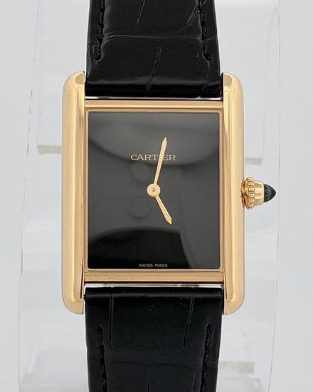 Cartier Tank Louis Cartier 34MM Black Dial Leather Strap (WGTA0091)