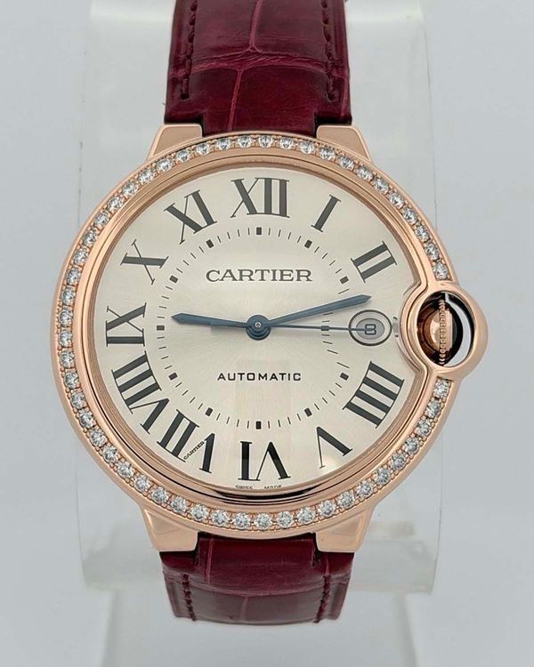 (WORKING) Cartier Ballon Bleu 40MM Silver Dial Leather Strap (4342)