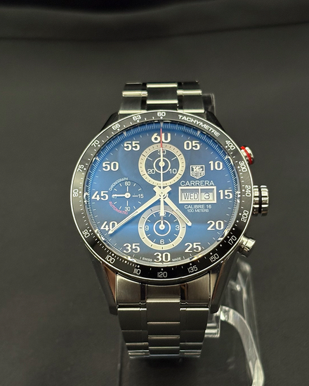 Tag Heuer Carrera Calibre 16 43MM Black Dial Steel Bracelet (CV2A10)