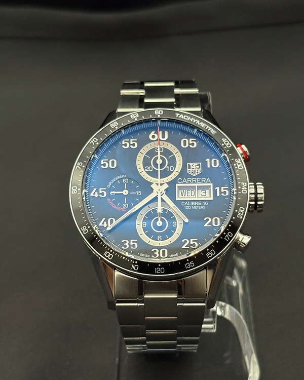 Tag Heuer Carrera Calibre 16 43MM Black Dial Steel Bracelet (CV2A10)