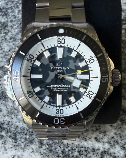 2025 Breitling Superocean Titanium Case 46MM Blue/Grey Dial Titanium Bracelet (E10379351B1E1)