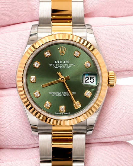 2025 Rolex Datejust 31MM Green Dial Two-Tone Oyster Bracelet (278273)