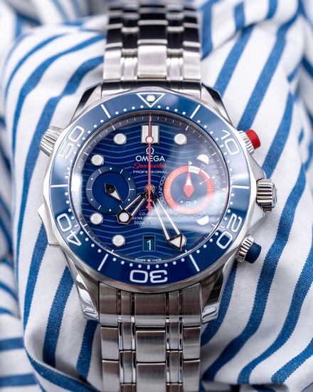 2022 Omega Seamaster Diver 300M "36th America's Cup" 44MM Blue Dial Steel Bracelet (210.30.44.51.03.002)