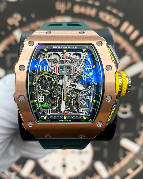 Richard Mille RM 11 Automatic Flyback Chronograph 49MM Skeleton Dial Rubber Strap (RM11-03)
