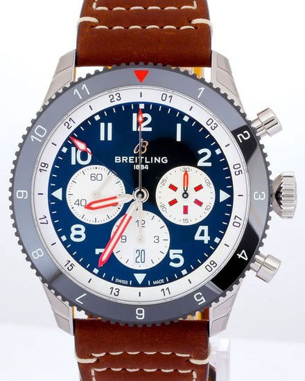 2026 Breitling Super AVI Mosquito 46MM Black Dial Leather Strap (YBO445)