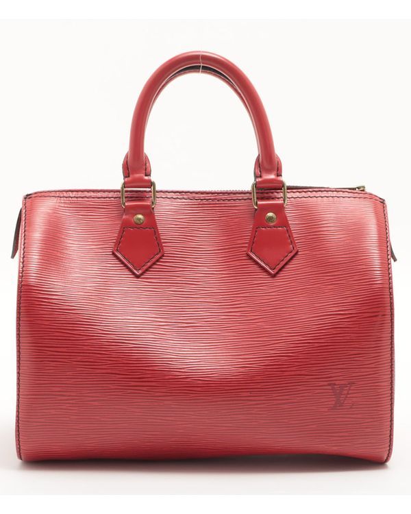 Louis Vuitton Speedy 25 Small Red EPI Leather Gold-Tone Hardware (LV Speedy25)
