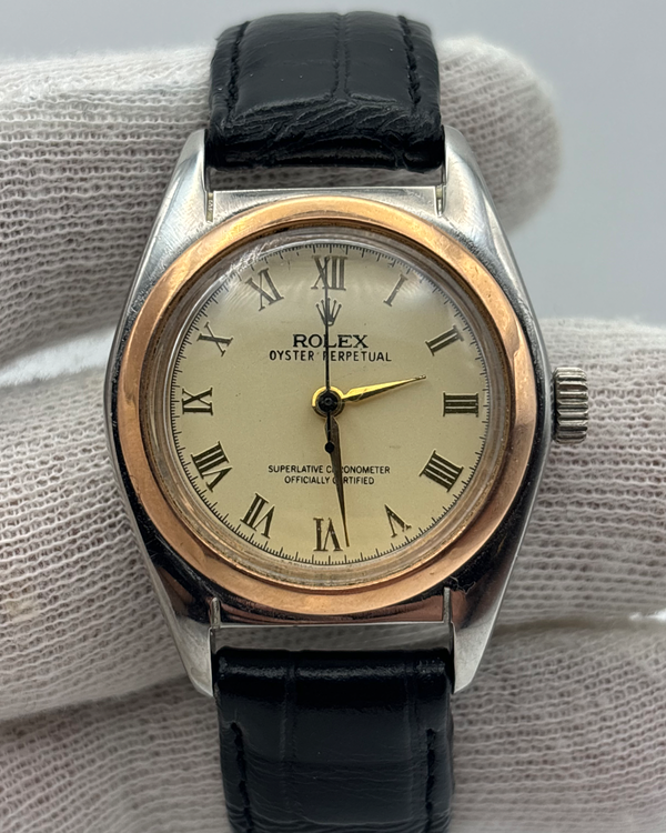 No Reserve - 1947 Rolex Oyster Perpetual 32MM Silver Dial Leather Strap  (5015)