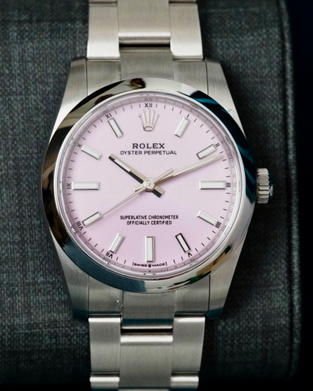 2025 Rolex Oyster Perpetual 34MM Pink "Candy" Dial Oyster Bracelet (124200)