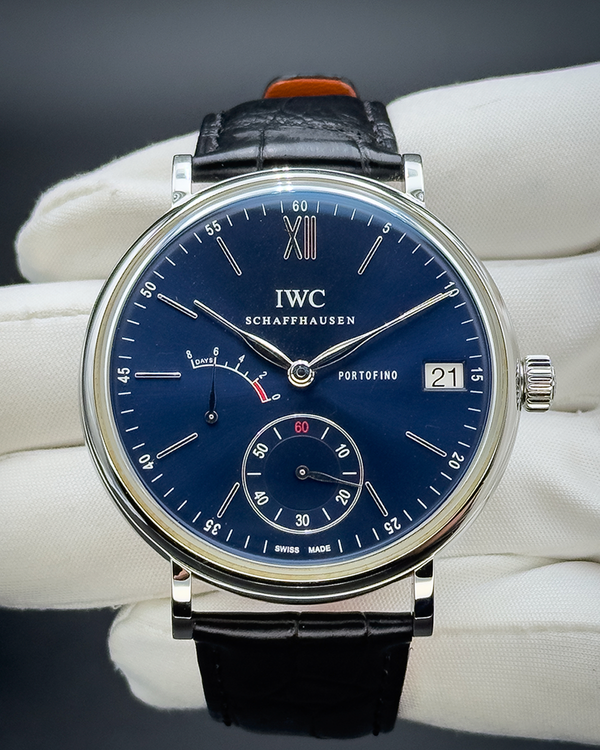 No Reserve - 2019 IWC Schaffhausen Portofino Hand-Wound 45MM Blue Dial Leather Strap (IW510106)