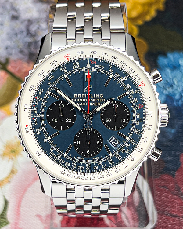 2021 Breitling Navitimer 1 B01 43MM Blue Dial Steel Bracelet (AB0121211C1A1)