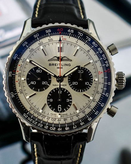 2024 Breitling Navitimer B01 43MM Silver Dial Leather Bracelet (AB0138241G1P1)