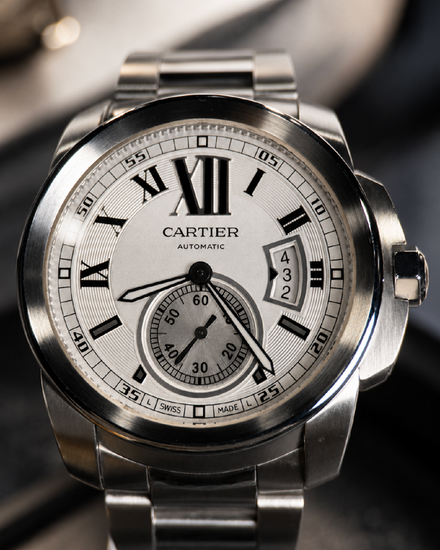 No Reserve - 2017 Cartier Calibre de Cartier 42MM Silver Dial Steel Bracelet (W7100015)