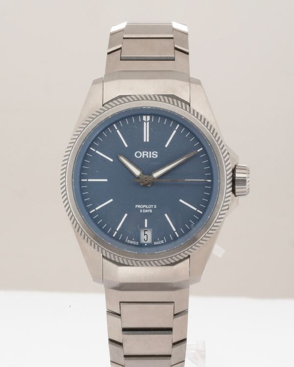 No Reserve - 2025 Oris ProPilot X Calibre 400 39MM Blue Dial Titanium Bracelet (01 400 7778 7155)