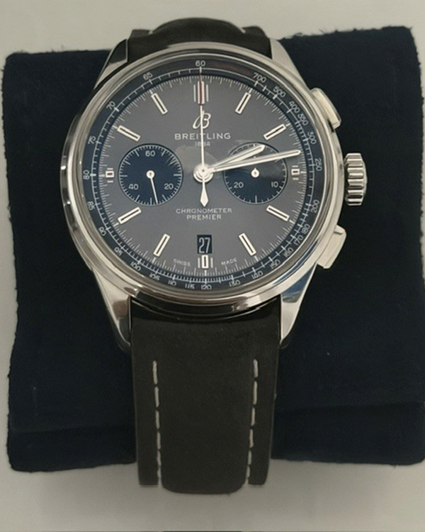 Breitling Premier B01 Chronograph 42MM Grey Dial Leather Strap (AB0118)