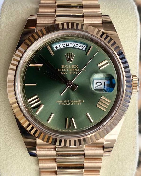 Rolex Day-Date 40MM Green Dial Rose Gold President Bracelet (228235)