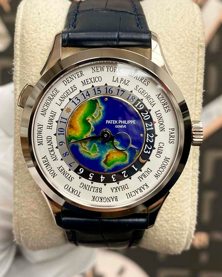 Patek Philippe  World Time Complication 38.5MM White Dial Leather Strap (5231G)