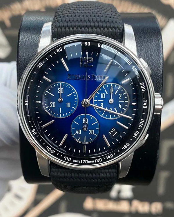 (Working) Audemars Piguet Code 11.59 Chronograph 41MM Blue Dial Textile Strap (26393BC.OO.A002KB.01)