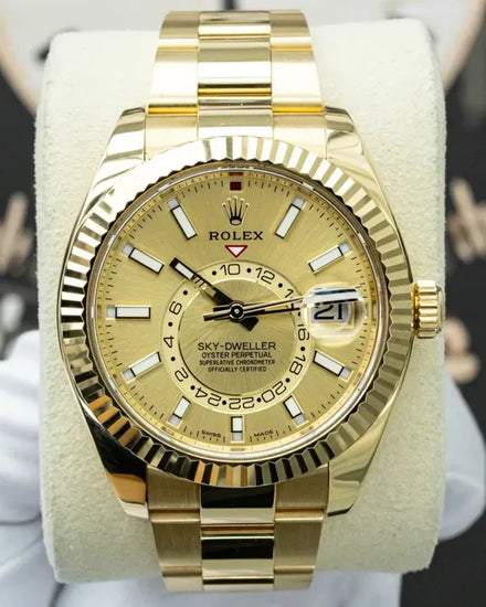 Rolex Sky-Dweller 42MM Champagne Dial Yellow Gold Oyster Bracelet (326938)