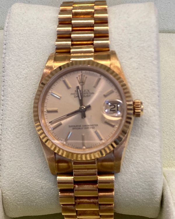 Rolex Datejust 31MM Champagne Dial Yellow Gold President Bracelet (68278)