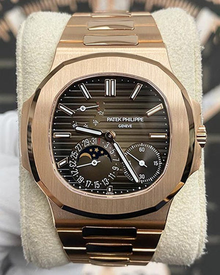 Patek Philippe Nautilus Moon Phase 40MM Chocolate Dial Rose Gold Bracelet (5712/1R-001)