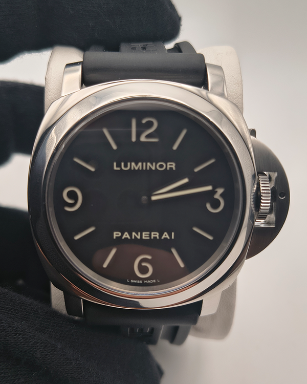 Panerai Luminor Base 44MM Black Dial Rubber Strap (PAM00112)
