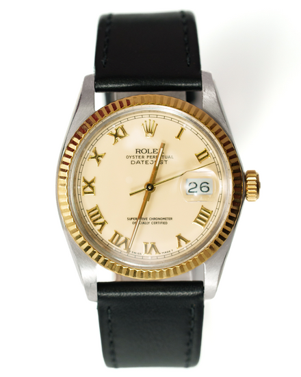 1984 Rolex Datejust 36MM Ivory Dial Leather Strap (16013)
