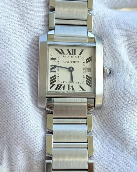 Cartier Tank Française 20MM Silver Dial Steel Bracelet (2384)