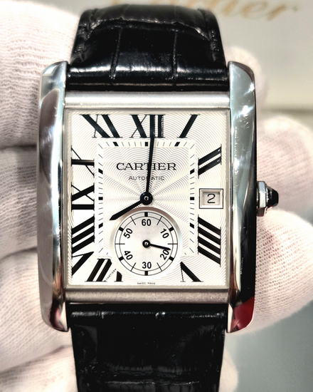 No Reserve - 2017 Cartier Tank MC 34.3MM Silver Dial Leather Strap (W5330003)