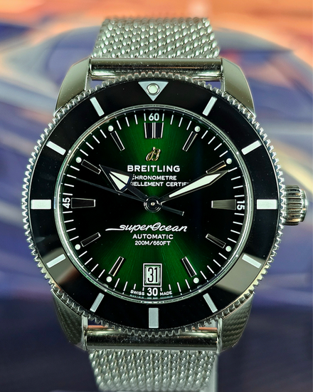 2022 Breitling Superocean Heritage II 42MM Green Dial Steel Bracelet (AB2010121L1A1)
