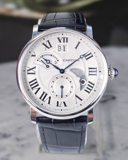 No Reserve - 2017 Cartier Rotonde De Cartier 42MM Silver Dial Leather Strap (W1556368)