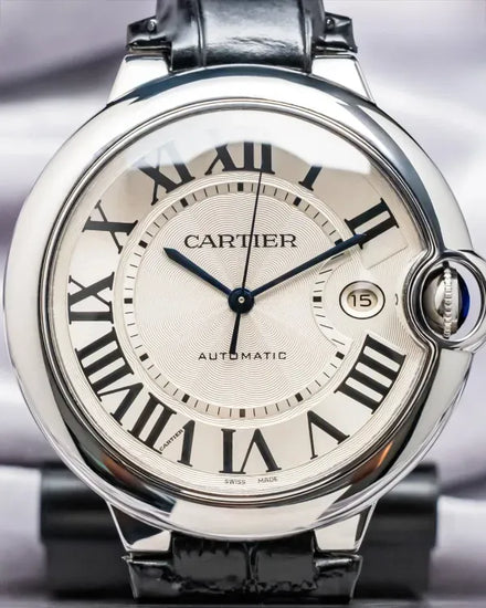 Cartier Ballon Bleu 42MM Silver Dial Leather Strap (W69016Z4)