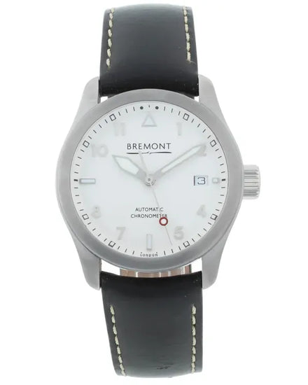 Bremont Solo 37MM White Dial Leather Strap (SOLO37-SI-R-S)