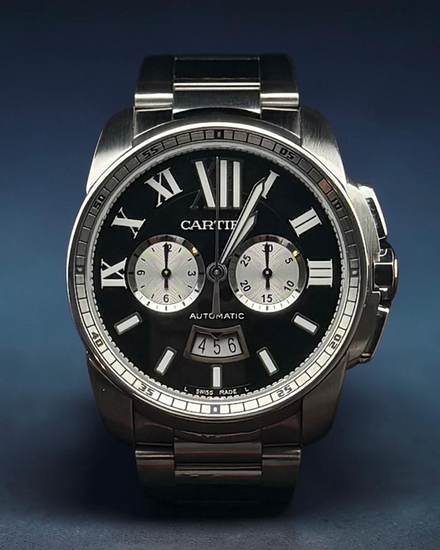 2017 Cartier Calibre de Cartier 42MM Black Dial Steel Bracelet (W7100061)
