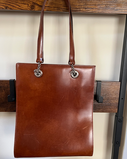 Cartier Panthère De Cartier Tote Bag Large Brown Leather Silver-Tone Hardware Leather Straps (Tote)
