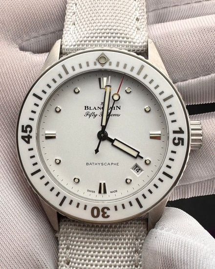 2021 Blancpain Fifty Fathoms Bathyscaphe 38MM White Dial Textile Strap (5100-1127-W52A)