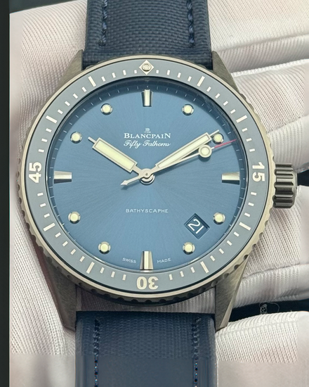 2020 Blancpain Fifty Fathoms Bathyscaphe 43.6MM Blue Dial Textile Strap (5000-0240-O52A)