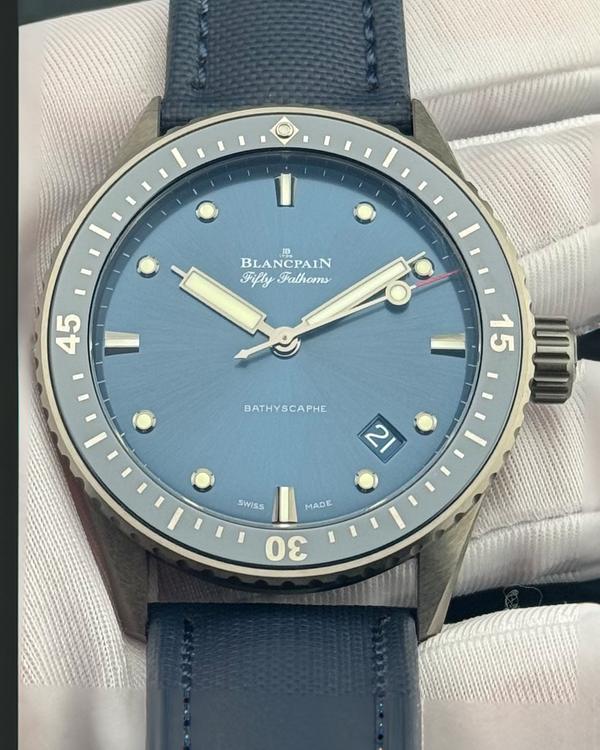 2020 Blancpain Fifty Fathoms Bathyscaphe 43.6MM Blue Dial Textile Strap (5000-0240-O52A)