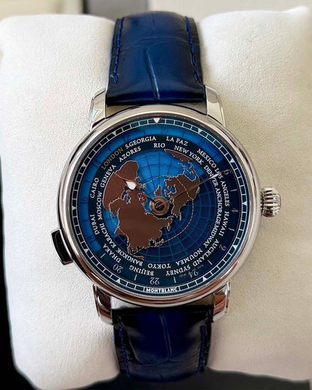 2025 Montblanc Star Legacy Orbis Terrarum Around the World in 80 Days L.E. 43MM Blue Dial Leather Strap (MB131627)