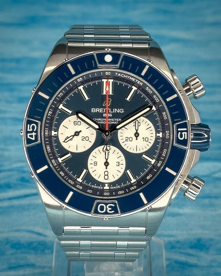 2025 Breitling Super Chronomat B01 44MM Blue Dial Steel Bracelet (AB0136)